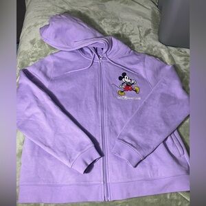 Disney World Lavender Mickey Mouse Embroidered Zip Up Hoodie Women Large